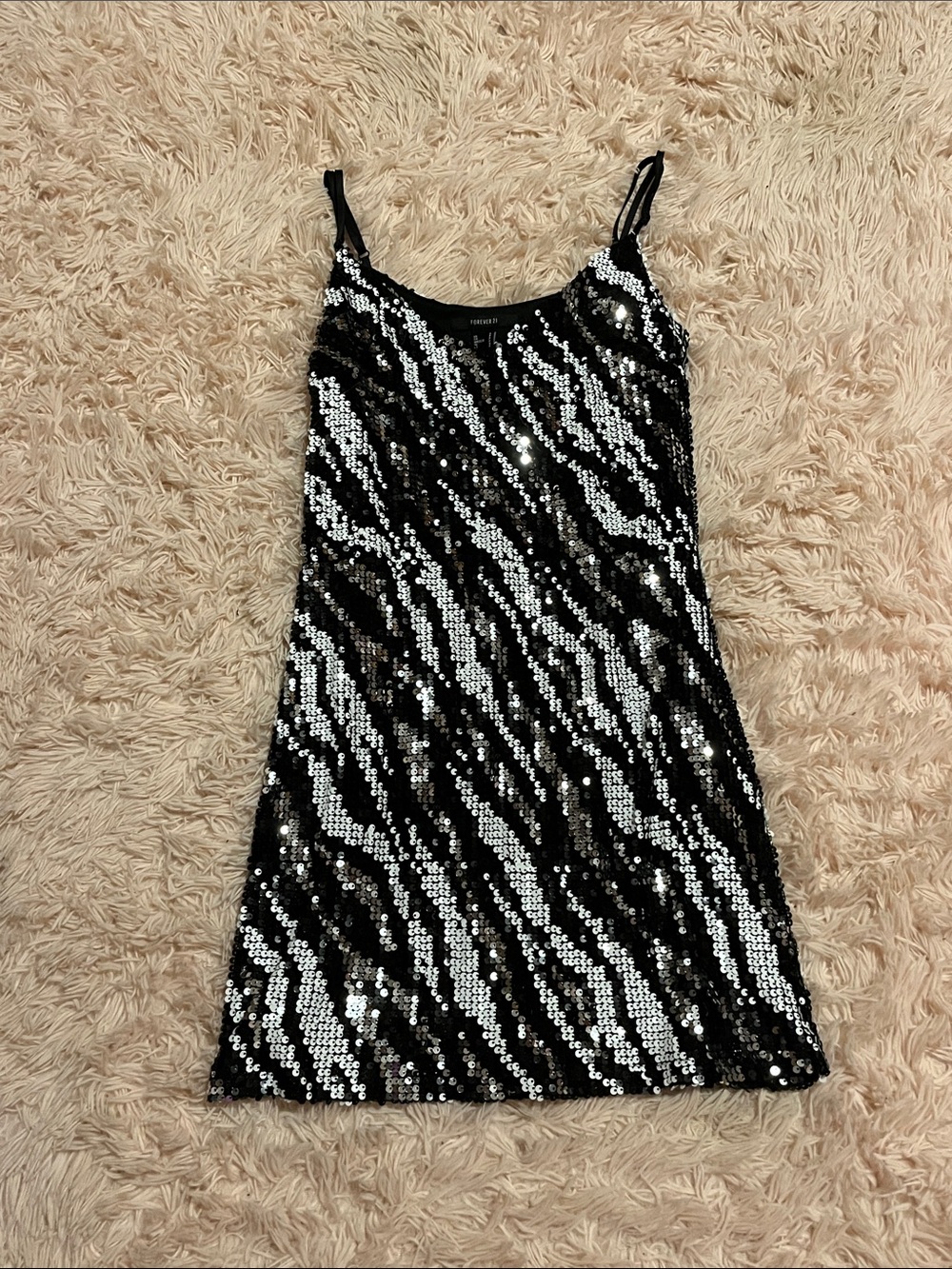 Forever 21 Black & Silver Sequin Mini Slip Dress